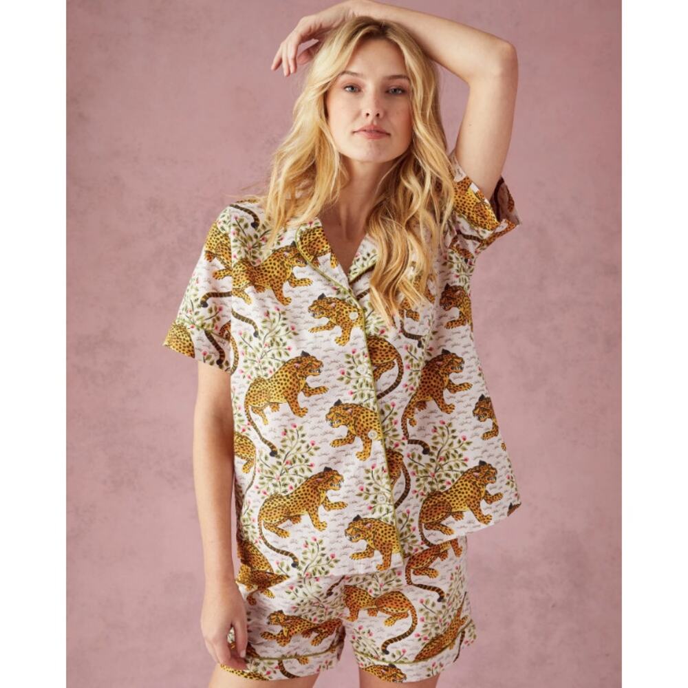 Printfresh Leopard Print Pajama Set In White And … - image 3